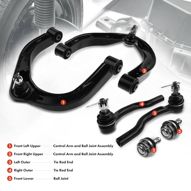 6x Front Control Arm with Ball Joint Tie Rod End for Nissan Titan Armada INFINITI