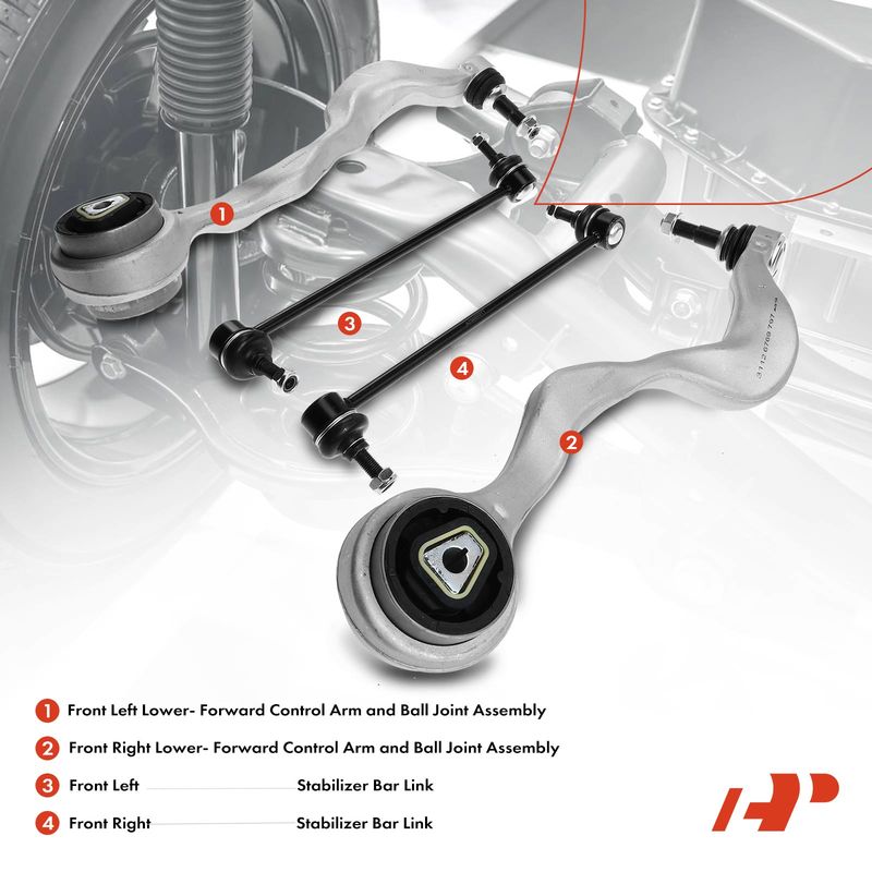 4x Front Control Arm with Ball Joint Sway Bar Link for BMW 128i 135i 323i 325i X1