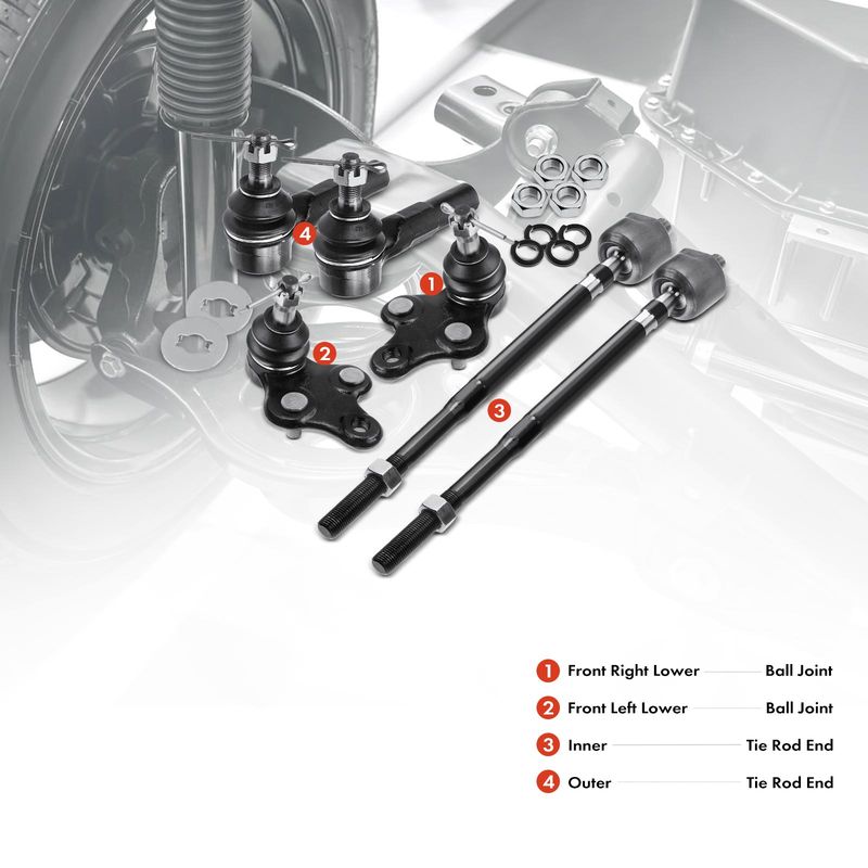 6x Front Tie Rod End with Ball Joint for Toyota Paseo 1992-1999 Tercel 1991-1998