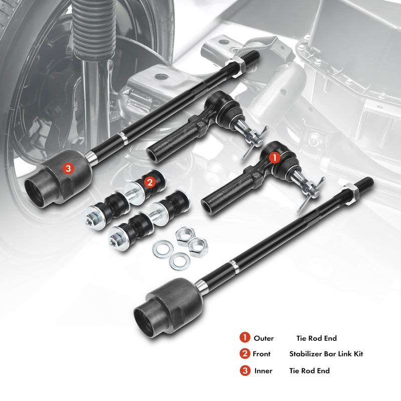 6x Front Sway Bar Link Kit Tie Rod End for Chevrolet Impala Buick Olds Pontiac