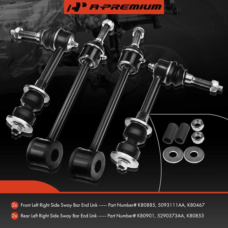4x Front & Rear Sway Bar End Link for Dodge Ram 2500 2004 Ram 3500 2004-2005 4WD