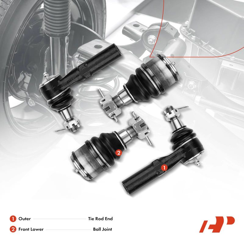 4x Front Tie Rod End with Ball Joint for Dodge Ram 1500/2500/3500 2003-2010 RWD