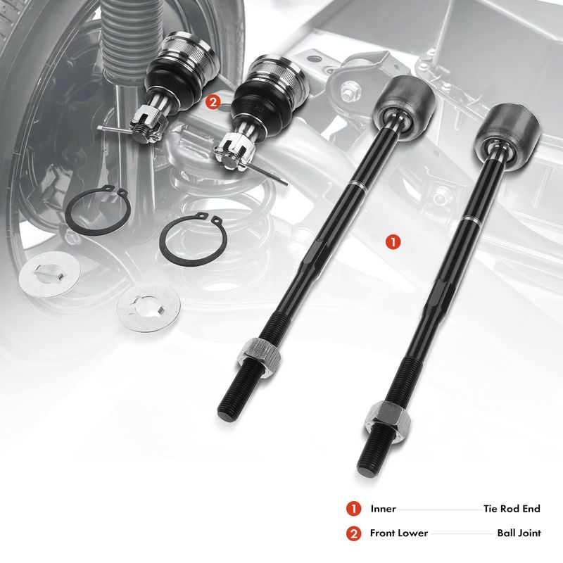 4x Front Lower Ball Joint Inner Tie Rod End Kit for Nissan 200SX Sentra 95-99