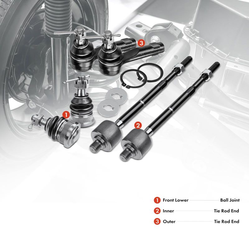 6x Inner & Outer Tie Rod End & Front Lower Ball Joint Kit for Nissan 200SX