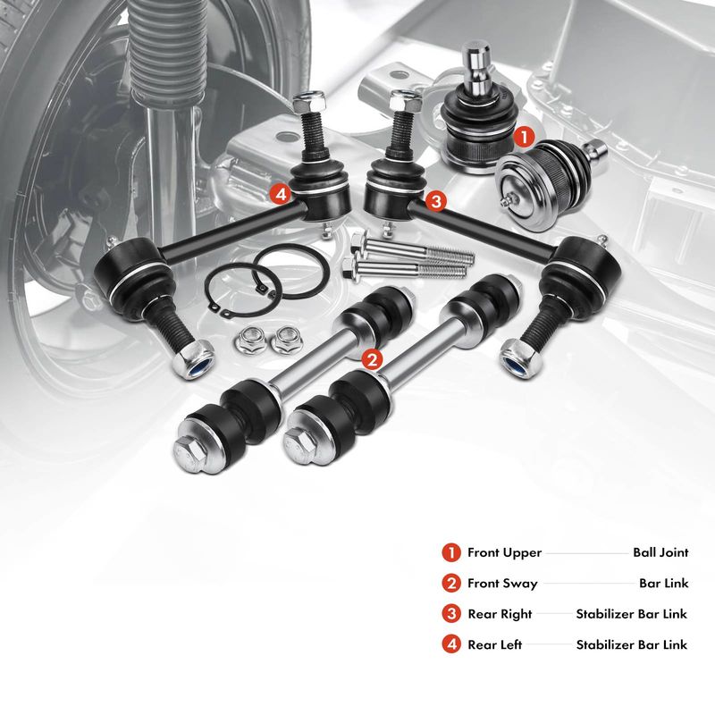 6x Front & Rear Sway Bar Link with Ball Joint Tie Rod End for Chevy Trailblazer