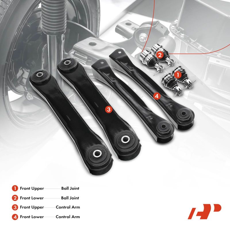 8x Front Lower & Upper Control Arm with Ball Joint for Jeep Grand Cherokee 93-98