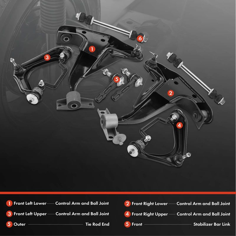 8x Control Arm & Tie Rod End & Stabilizer Bar Link for Ford Explorer Mercury