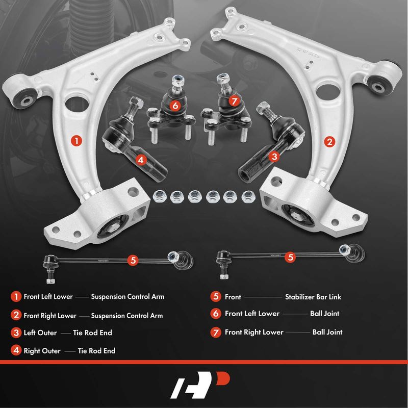 8x Control Arm & Sway Bar Link & Tie Rod End & Ball Joint for VW CC Passat
