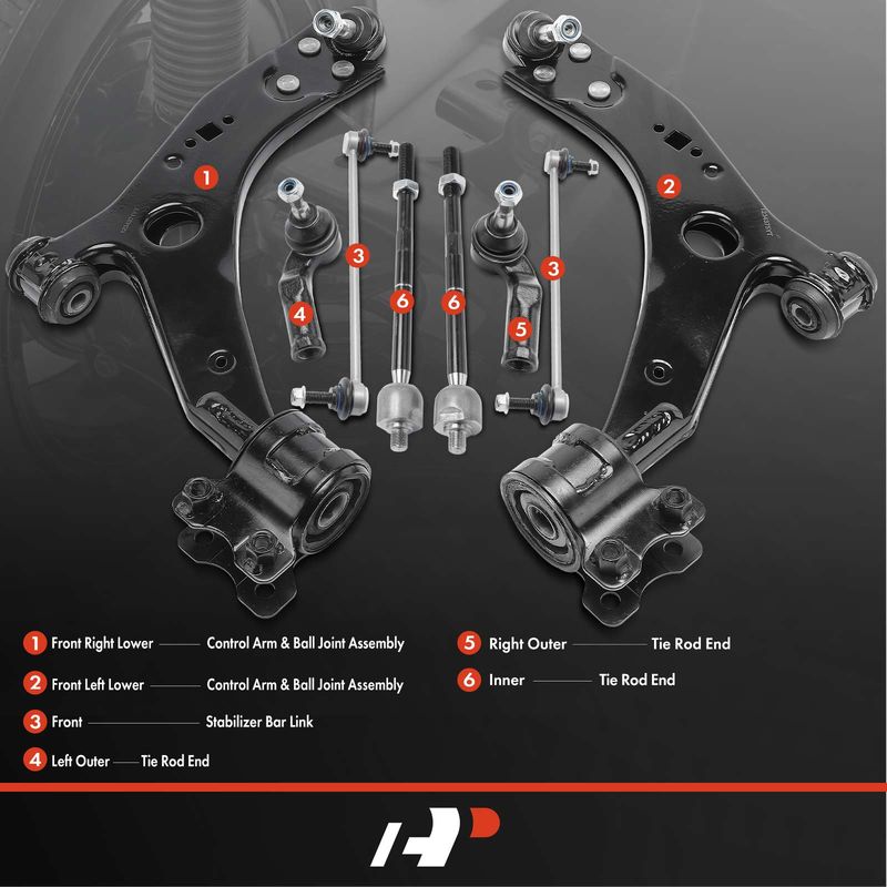 8x Control Arm & Stabilizer Bar Link & Tie Rod End for Volvo C30 S40 V50