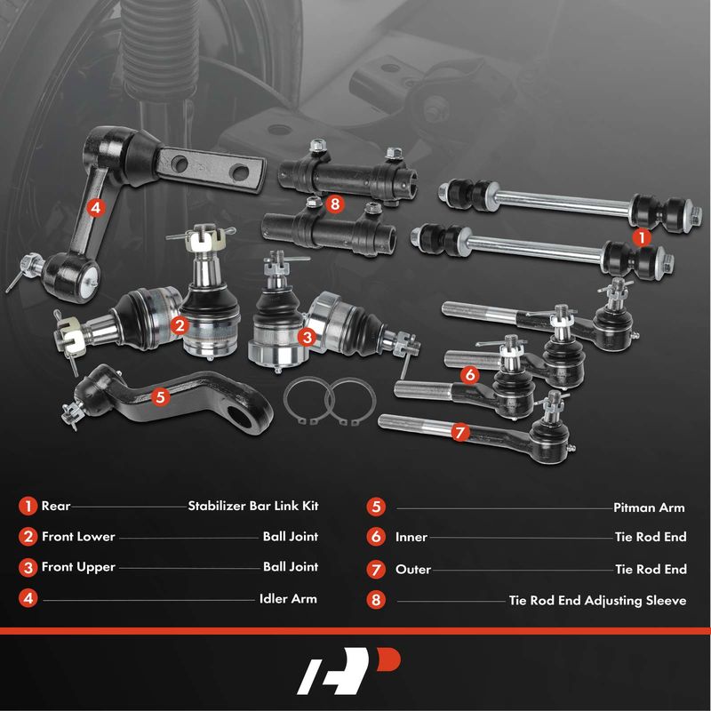 14x Idler & Pitman Arm & Tie Rod End & Sway Bar Link for Dodge Ram 2500 3500