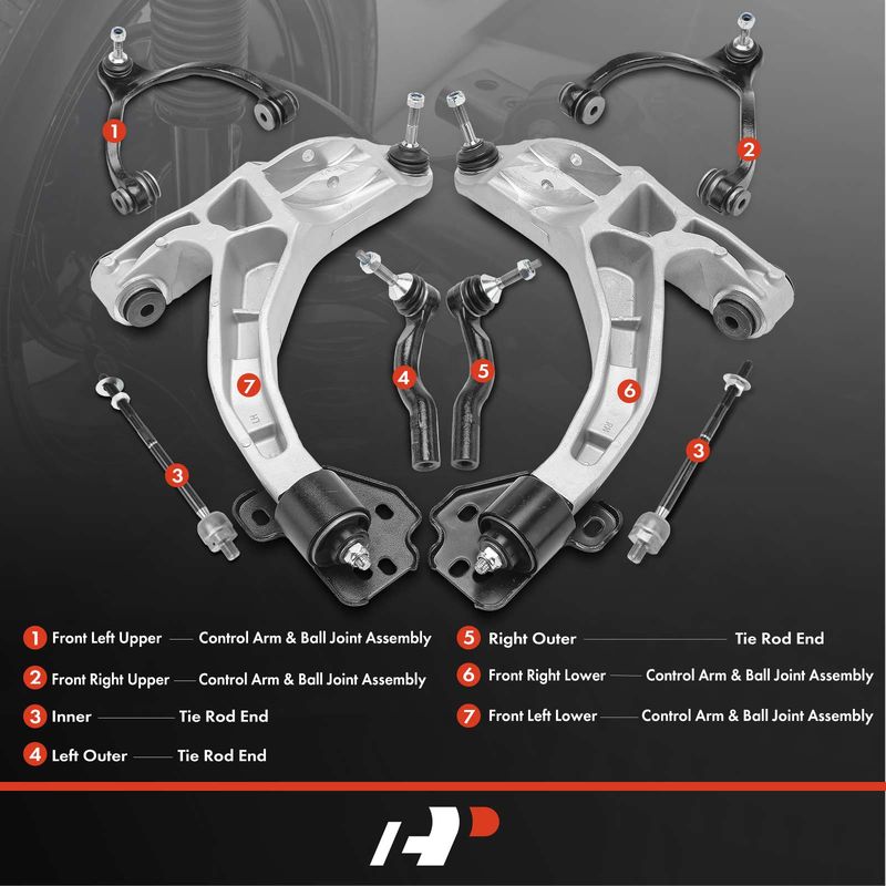 8x Control Arm with Ball Joint & Tie Rod End for Ford Crown Victoria Lincoln