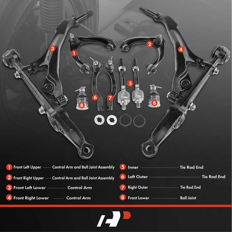 10x Control Arm with Ball Joint & Tie Rod End for Honda Civic 1996-2000 1.6L