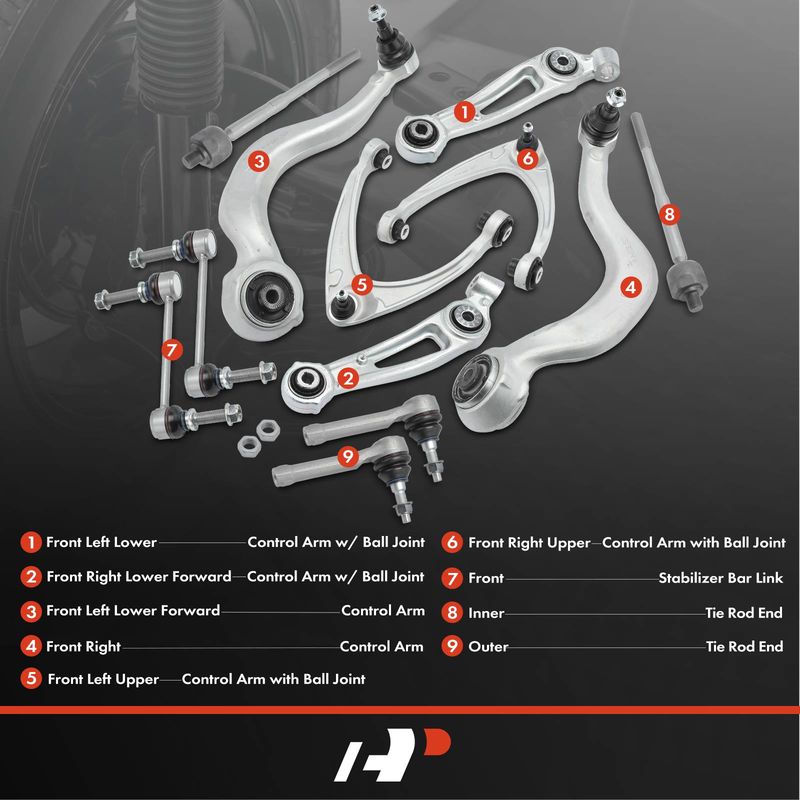 12x Control Arm with ball Joint & Stabilizer Bar Link for Lincoln Aviator