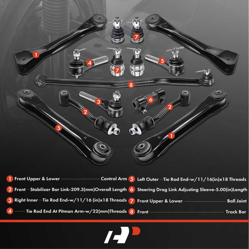 15x Control Arm & Sway Bar Link & Tie Rod End Kit for Jeep ZJ Grand Cherokee 4.0L