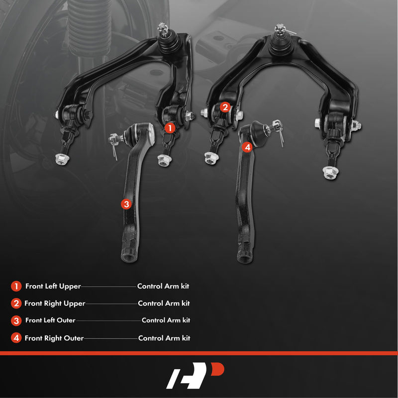 4x Front Control Arm & Tie Rod End for Honda Accord 1990-1993 L4 2.2L