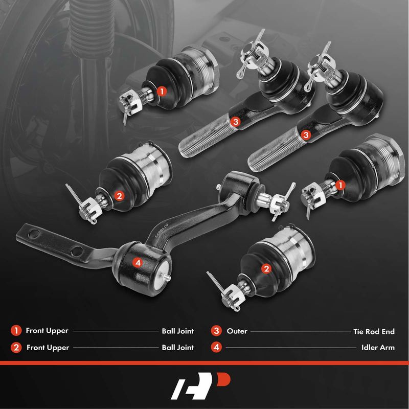 7x Ball Joint & Tie Rod End & Idler Arm for Dodge Dakota 91-96 4WD