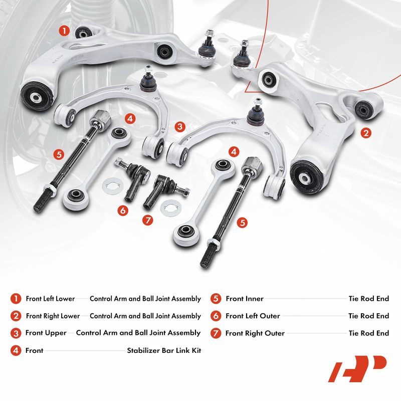 10x Control Arm with Ball Joint Sway Bar Link Tie Rod End for Audi Q7 07-15