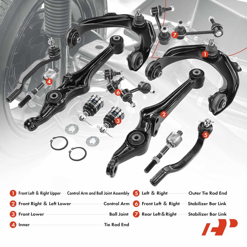 14x Control Arm with Ball Joint Tie Rod Sway Bar for Honda Accord 98-02 Acura CL