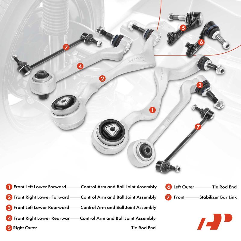 8x Control Arm with Ball Joint Sway Bar Link Tie Rod for BMW 128i 135i 323i 325i