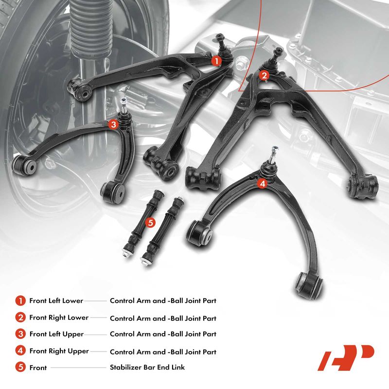 6x Front Lower & Upper Control Arm with Ball Joint for Chevrolet Silverado 1500