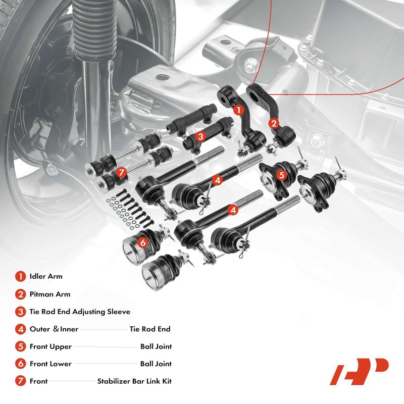 14x Front Idler Arm Pitman Arm & Bar Link & Tie Rod End Ball Joint for Chevy GMC