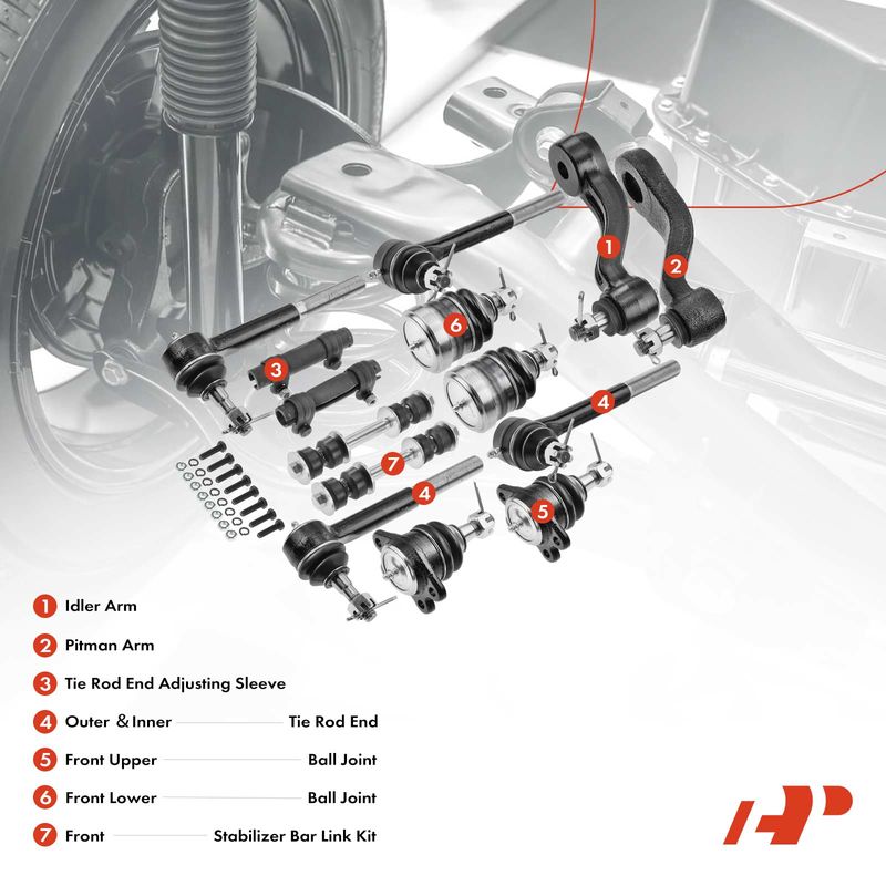 14x Front Idler Arm Pitman Arm & Bar Link & Tie Rod End Ball Joint for Chevy GMC