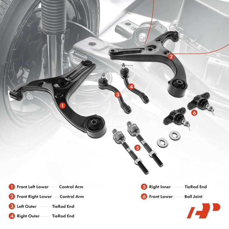 8x Front Lower Control Arm Tie Rod End Ball Joint for Kia Rio Rio5 2006-2011