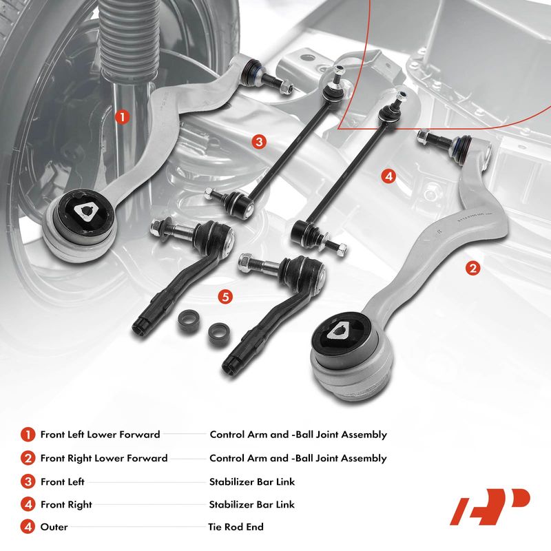 6x Front Control Arm Sway Bar Link Tie Rod End for BMW 525i 528i 530i 535i 550i