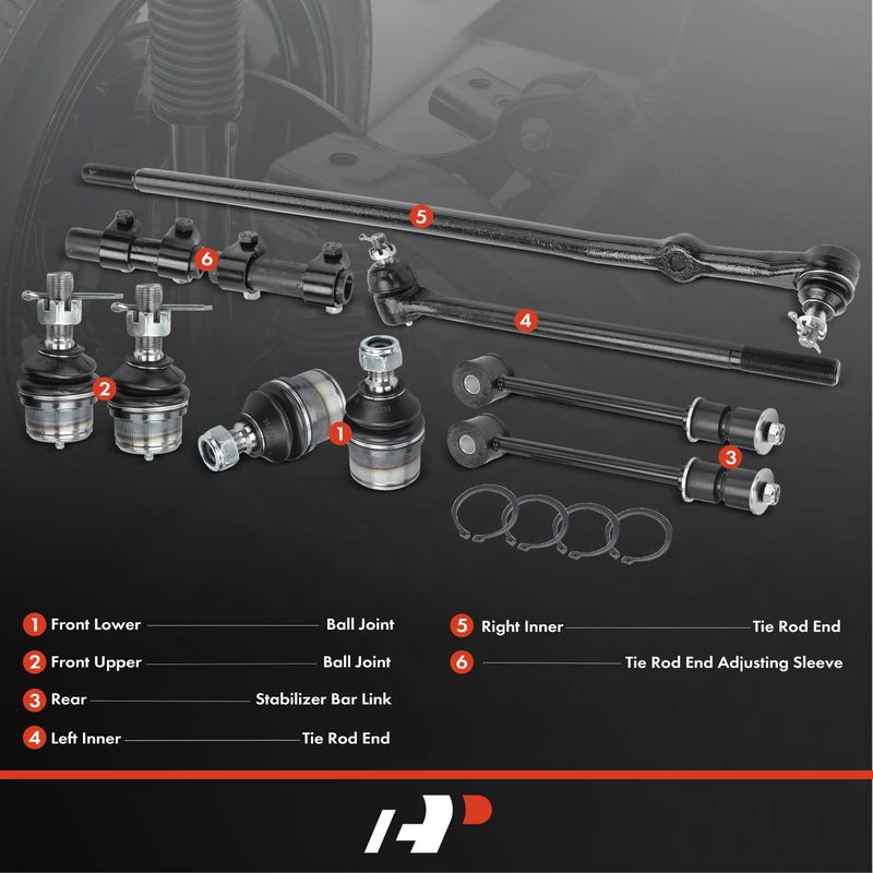 10x Inner Tie Rod End & Rear Stabilizer Bar Link & Ball Joint for Ford F-250 4WD