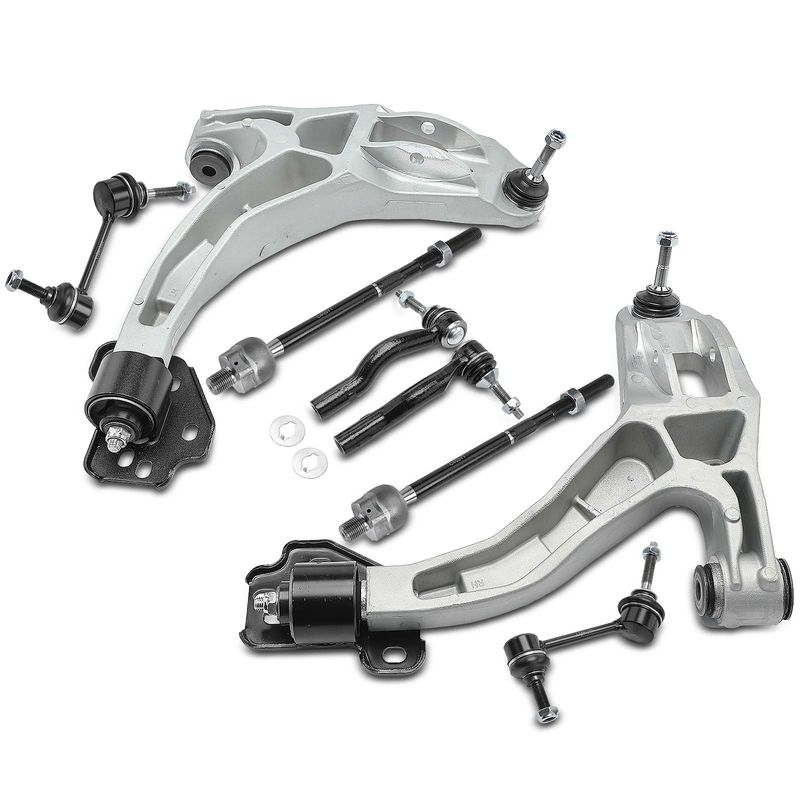 8x Control Arm with Ball Joint & Sway Bar Link & Tie Rod End for Ford Lincoln