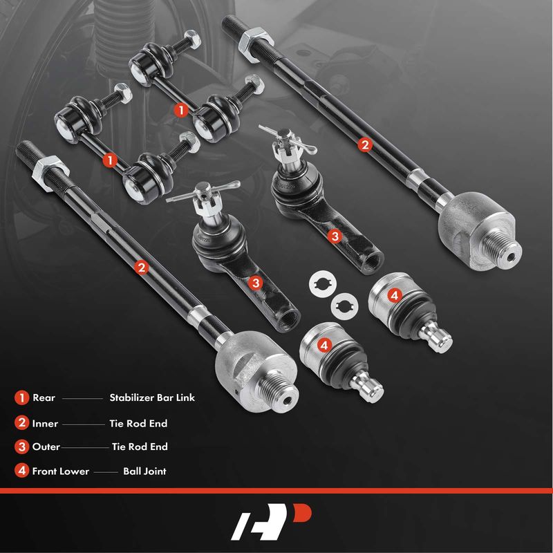 8x Stabilizer Bar Link & Tie Rod End & Ball Joint for Mazda MX-6 1993-1997