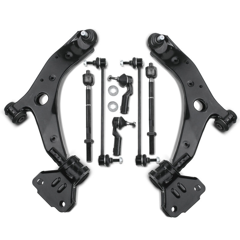 8x Front Control Arm with Ball Joint Tie Rod End Link Kit for Mazda 3 2010-2013