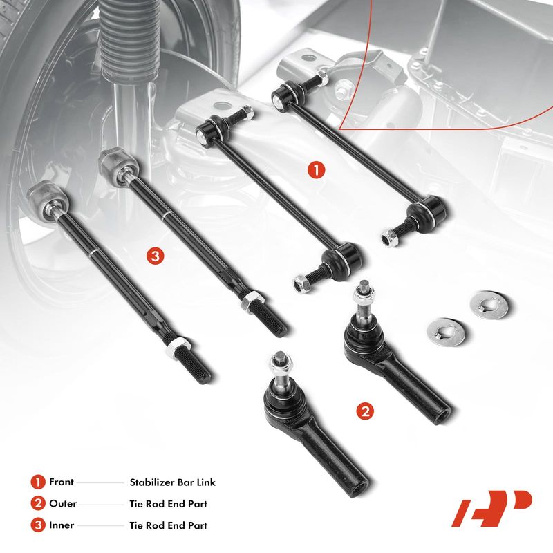 6x Stabilizer Bar Link & Tie Rod End for Ford Mustang 2011-2014