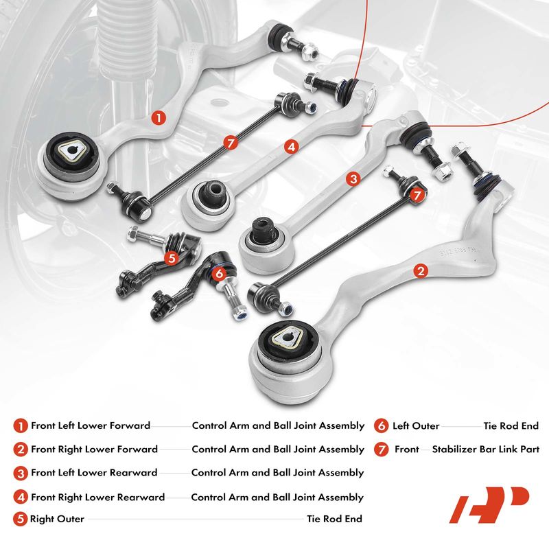 8x Control Arm with Ball Joint & Sway Bar Link for BMW 128i 135i 323i 325i X1