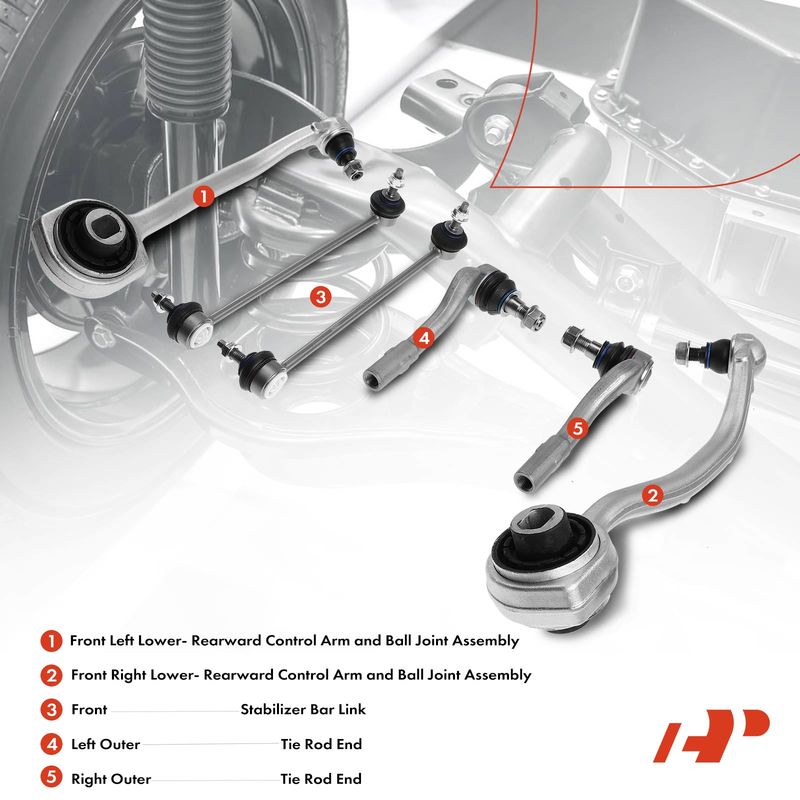 6x Front Control Arm with Ball Stabilizer Bar Link for Mercedes-Benz C230 240