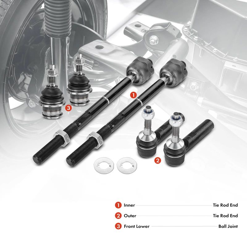 6x Inner & Outer Tie Rod End Ball Joint for Ford Expedition Lincoln Navigator