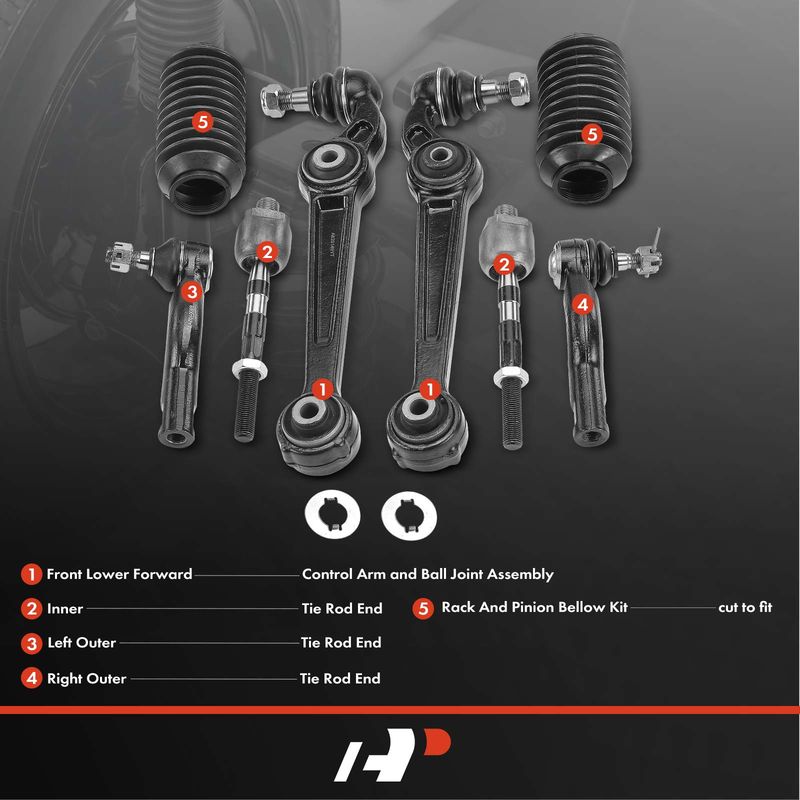 8x Control Arm Tie Rod End for Ford Fusion Lincoln MKZ Mercury 2007-2009