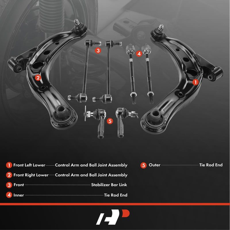 8x Control Arm with Ball Joint Sway Bar Link Tie Rod End for Mazda MPV 01-06