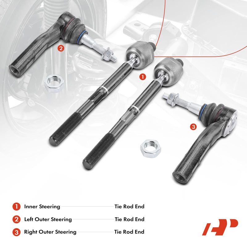 4x Inner & Outer Tie Rod End Assembly for Buick LaCrosse Regal Cadillac XTS