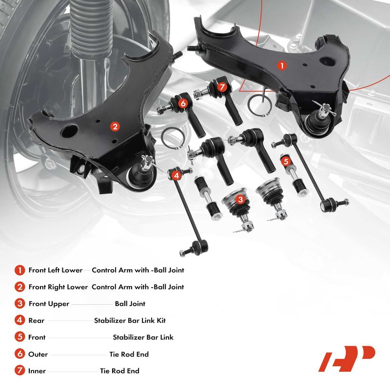 12x Front Lower Control Arm Ball Joint Tie Rod Bar Link Kit for Nissan Xterra