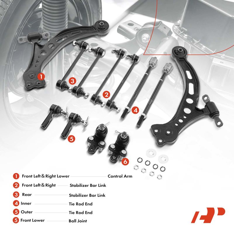 12x Front Lower Control Arm with Ball Joint Stabilizer Bar Link for Lexus Toyota