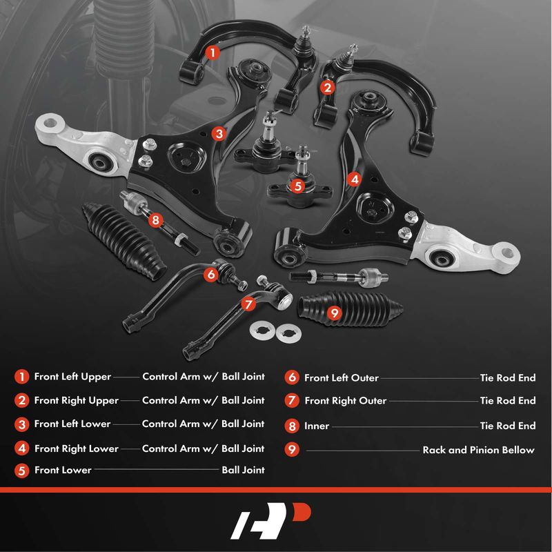 12x Control Arm with Ball Joint & Tie Rod End for Hyundai Sonata 2006-2008