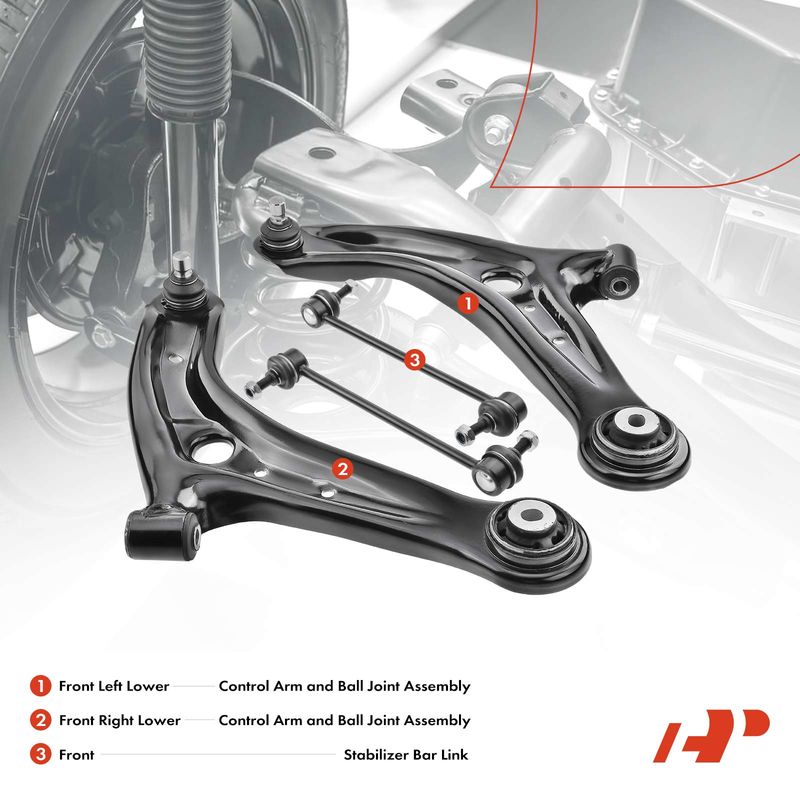 4x Front Control Arm with Ball Joint Stabilizer Bar Link for Mazda 2 11-14 1.5L