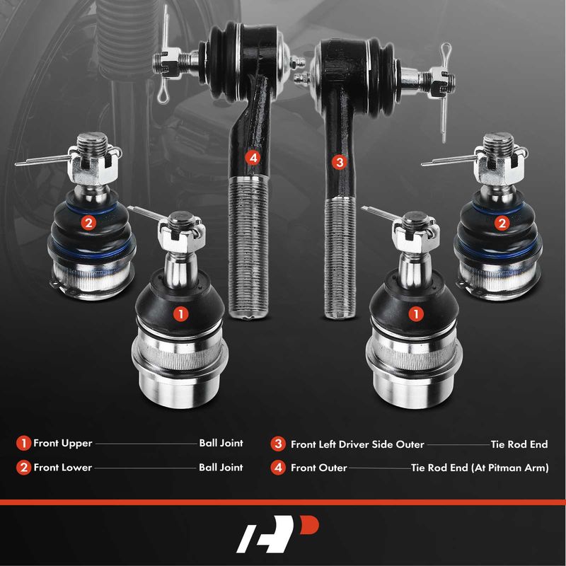 6x Front Ball Joint & Tie Rod End for Jeep Cherokee 91-01 Grand Cherokee Wrangler