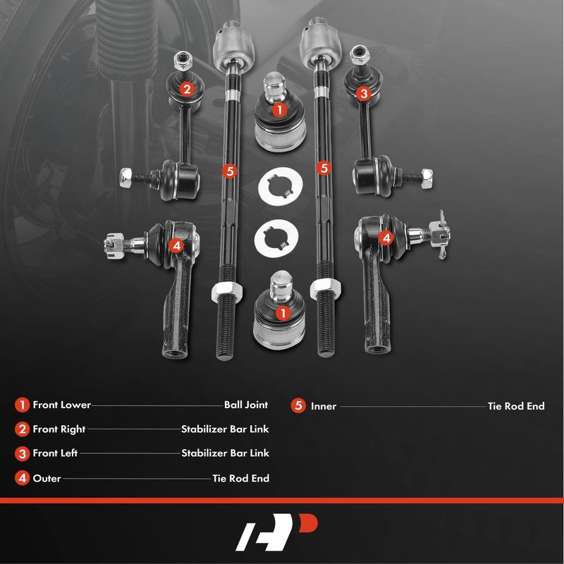 8x Stabilizer Bar Link & Tie Rod End & Ball Joint for Mazda MX-6 1993-1997