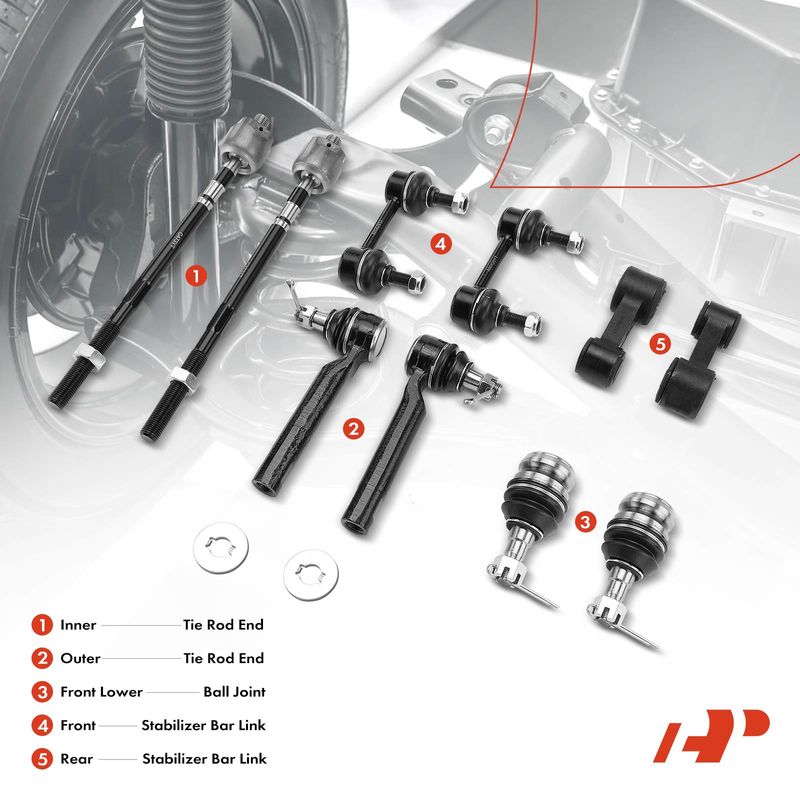 10x Front & Rear Sway Bar Link & Tie Rod End for Subaru Legacy Outback 2000-2004