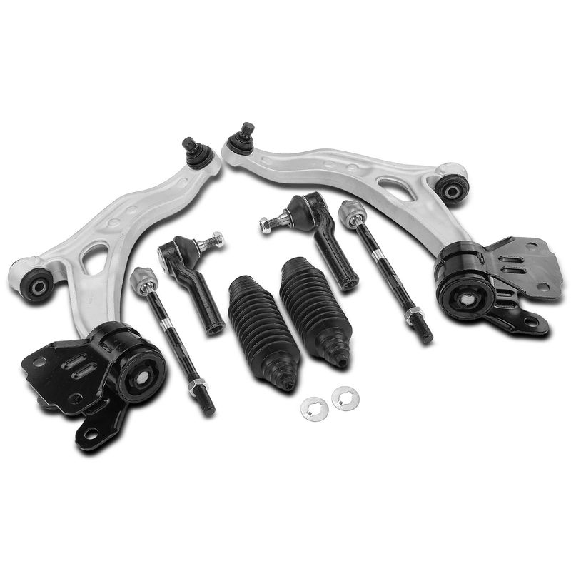 8x Front Control Arm with Ball Joint Tie Rod End for Ford Focus 2012-2018 C-Max