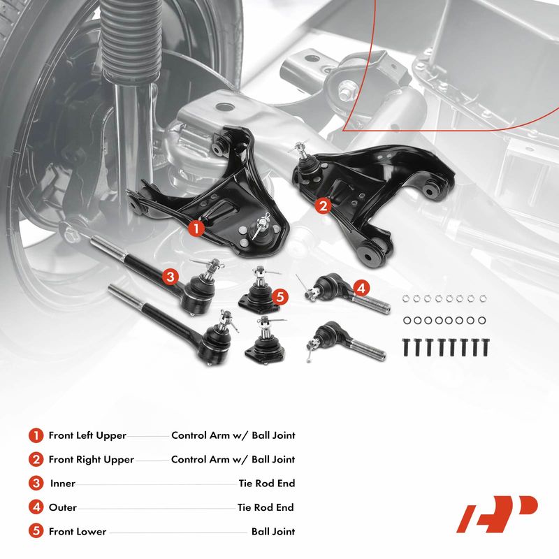 8x Front Control Arm Ball Joint Tie Rod End Kit for Chevrolet Blazer S10 GMC S15