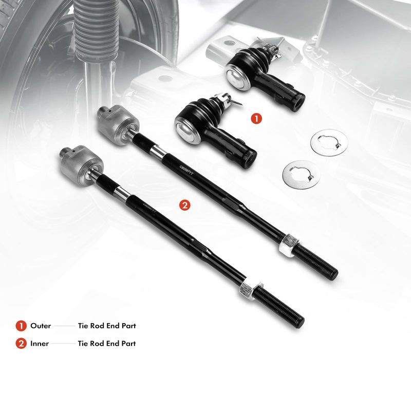 4x Inner & Outer Tie Rod End for Mitsubishi Lancer 2002-2007 L4 2.0L