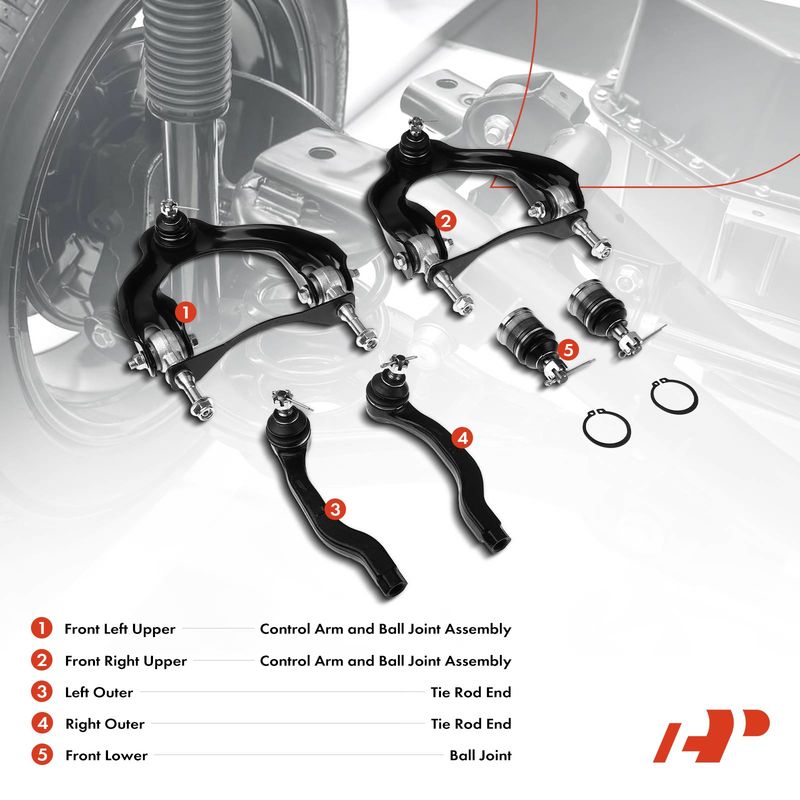 6x Front Upper Control Arm with Ball Joint Tie Rod End for Acura Honda Civic